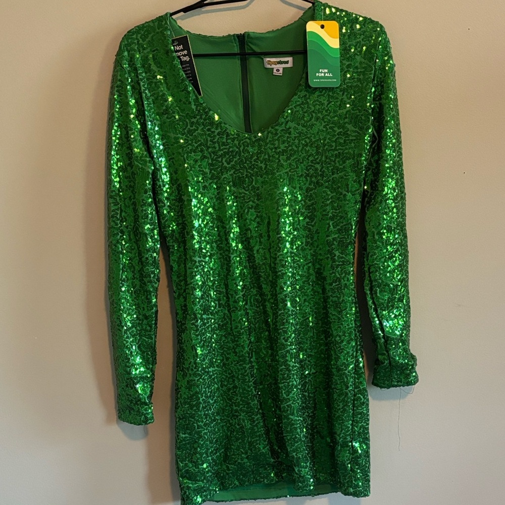 Tipsy Elves Bright Green Emerald Sequin Party Dress